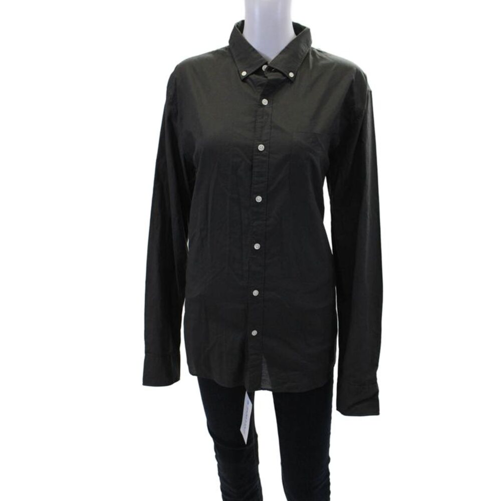 Bonobos Mens Cotton Collared Long Sleeve Button Up Shirt Dark Gray Size L